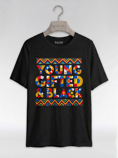Black Excellence Apparel: Young Gifted and Black Tribal Graphic T-Shirt - BoldnTold