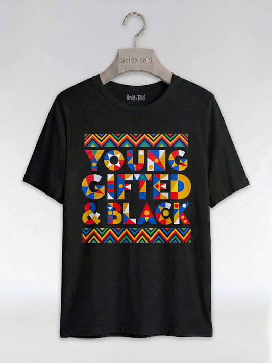 Black Excellence Apparel: Young Gifted and Black Tribal Graphic T-Shirt - BoldnTold