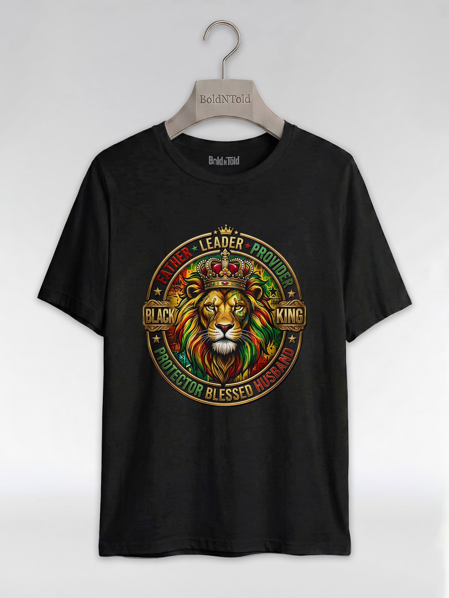 The Royal Patriarch: Proud Black Dad & Husband Graphic T-Shirt - BoldnTold