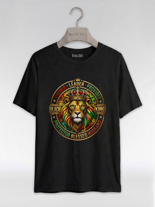 The Royal Patriarch: Proud Black Dad & Husband Graphic T-Shirt - BoldnTold