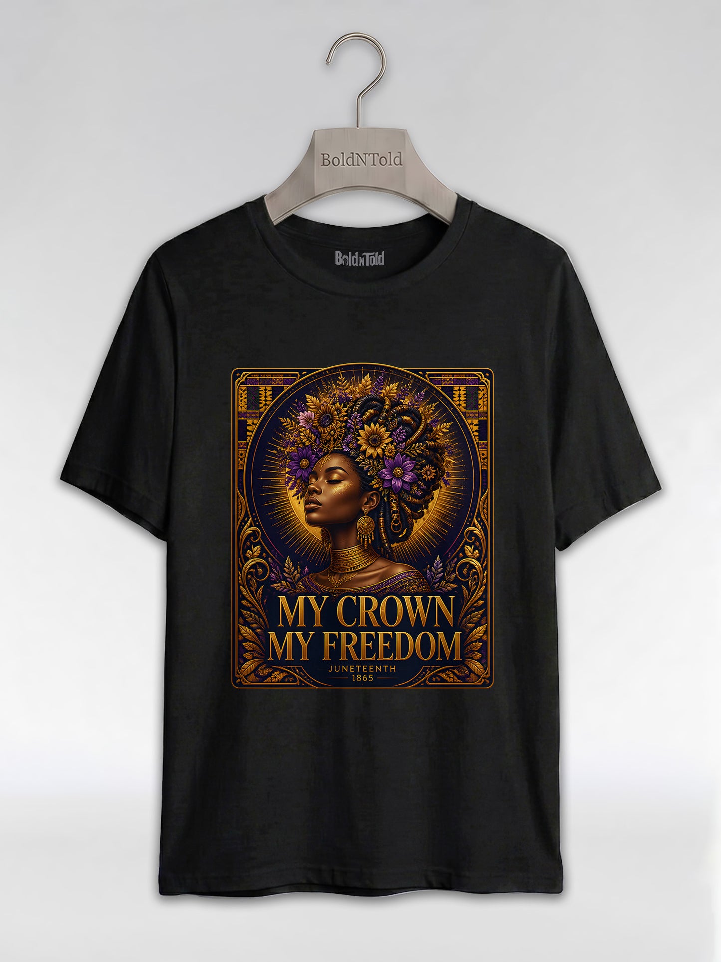 My Crown My Freedom: Juneteenth Melanin Queen Graphic T-Shirt - BoldnTold