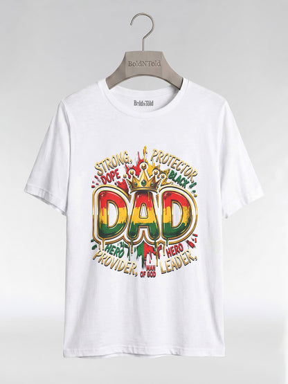 Black Dad Strong Protector Leader Crown Graphic T-Shirt - BoldnTold
