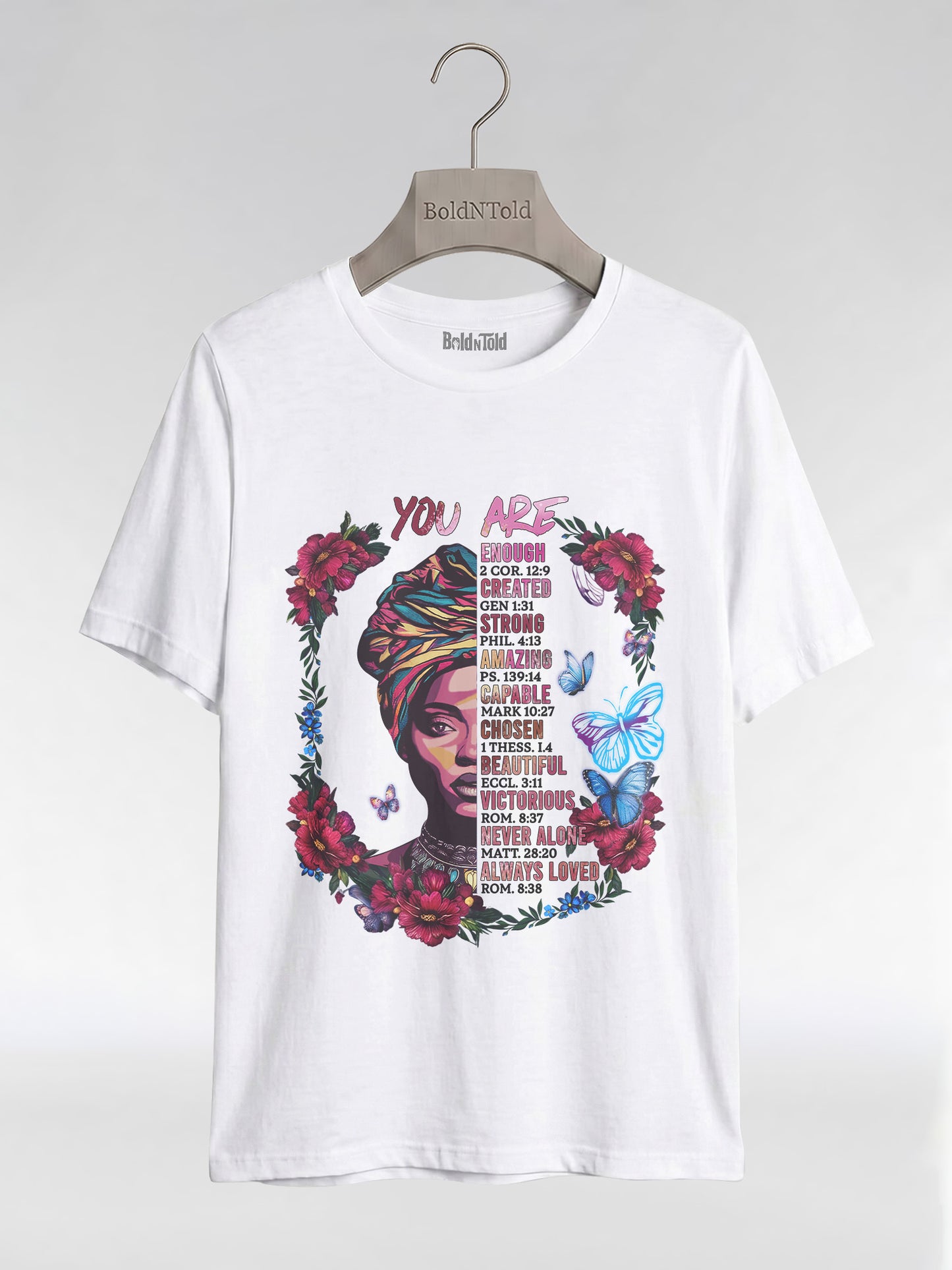 You Are Enough: Black Woman Christian Affirmations Graphic T-Shirt - BoldnTold