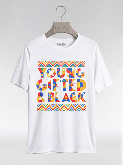 Black Excellence Apparel: Young Gifted and Black Tribal Graphic T-Shirt - BoldnTold