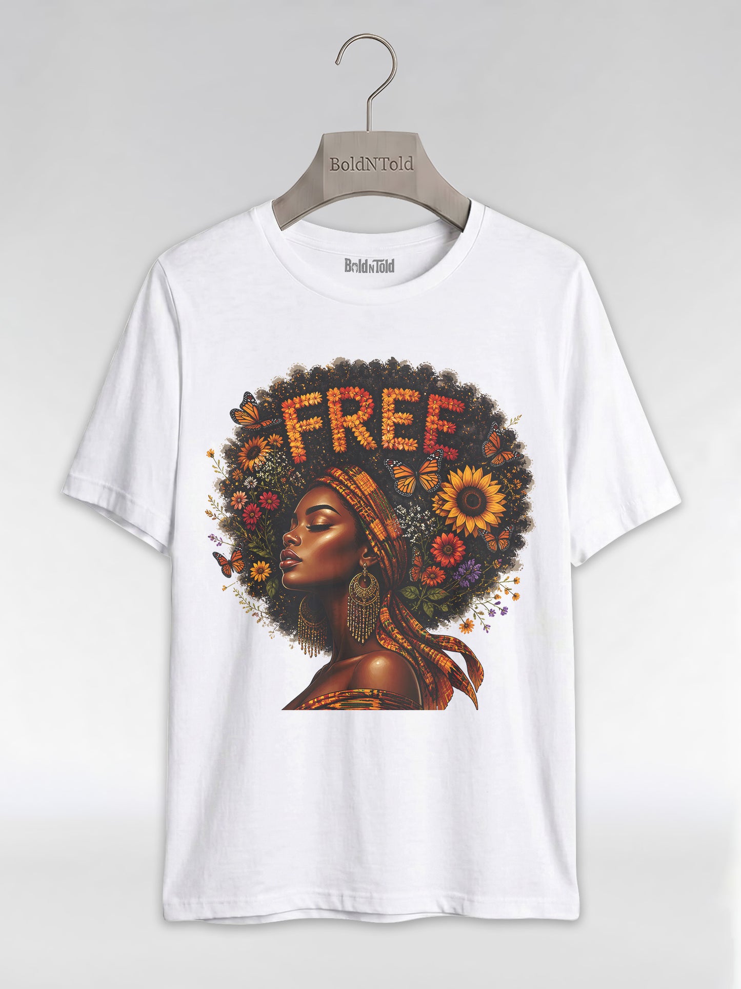 Free Floral Afro: Melanin Queen Empowerment Graphic T-Shirt - BoldnTold