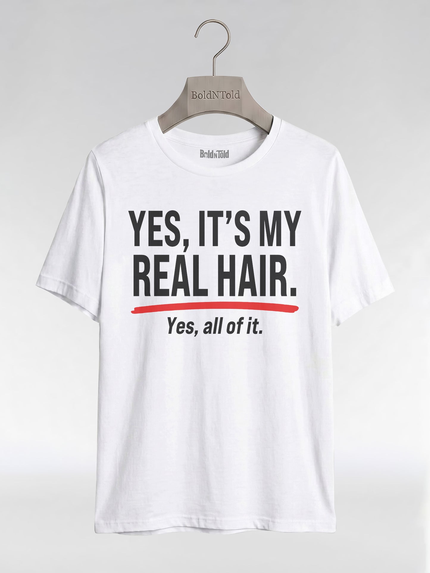 Yes It's My Real Hair: Sassy Black Queen Graphic T-Shirt - BoldnTold