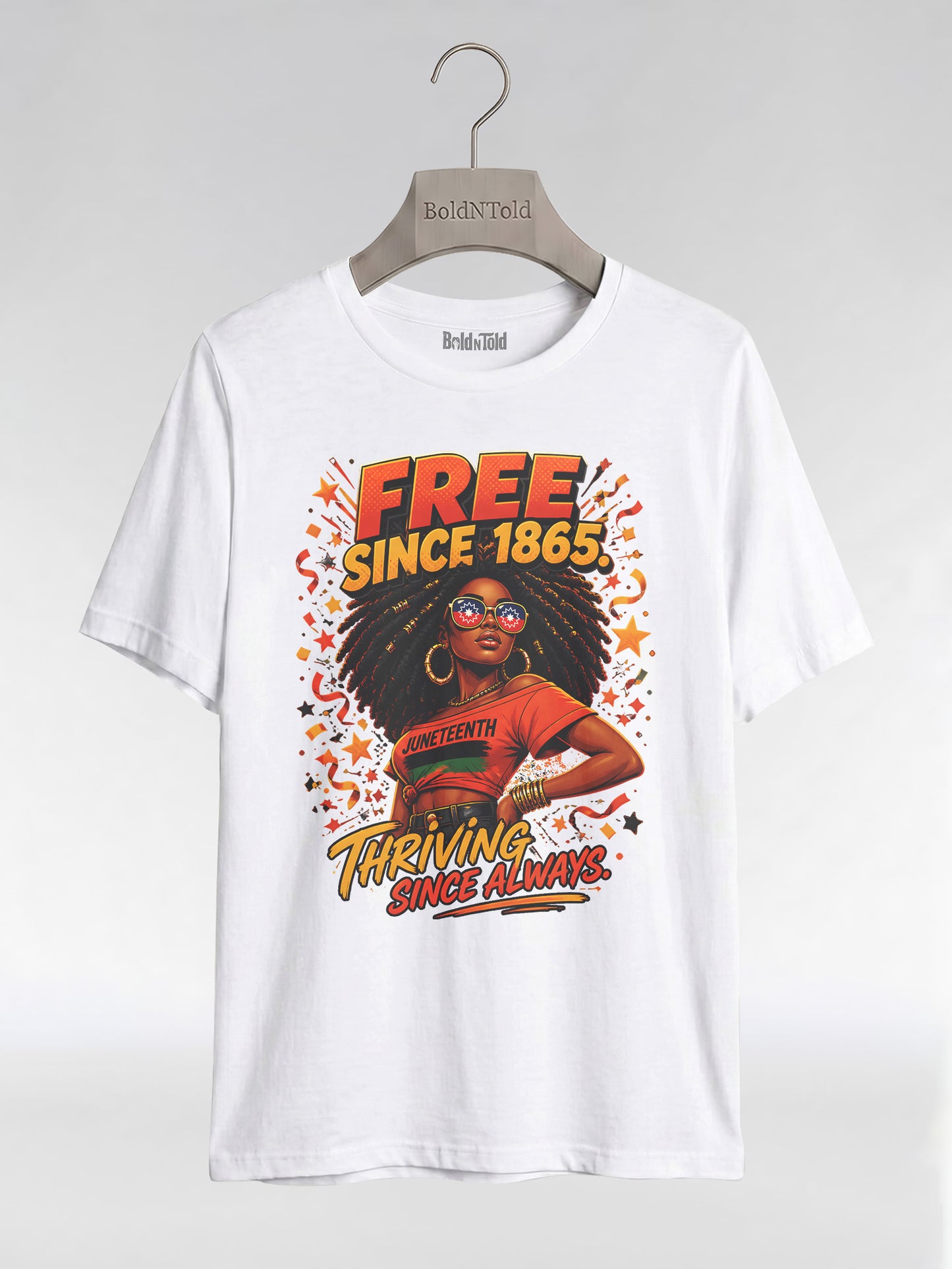 Thriving Since Always: Free Since 1865 Juneteenth Graphic T-Shirt - BoldnTold