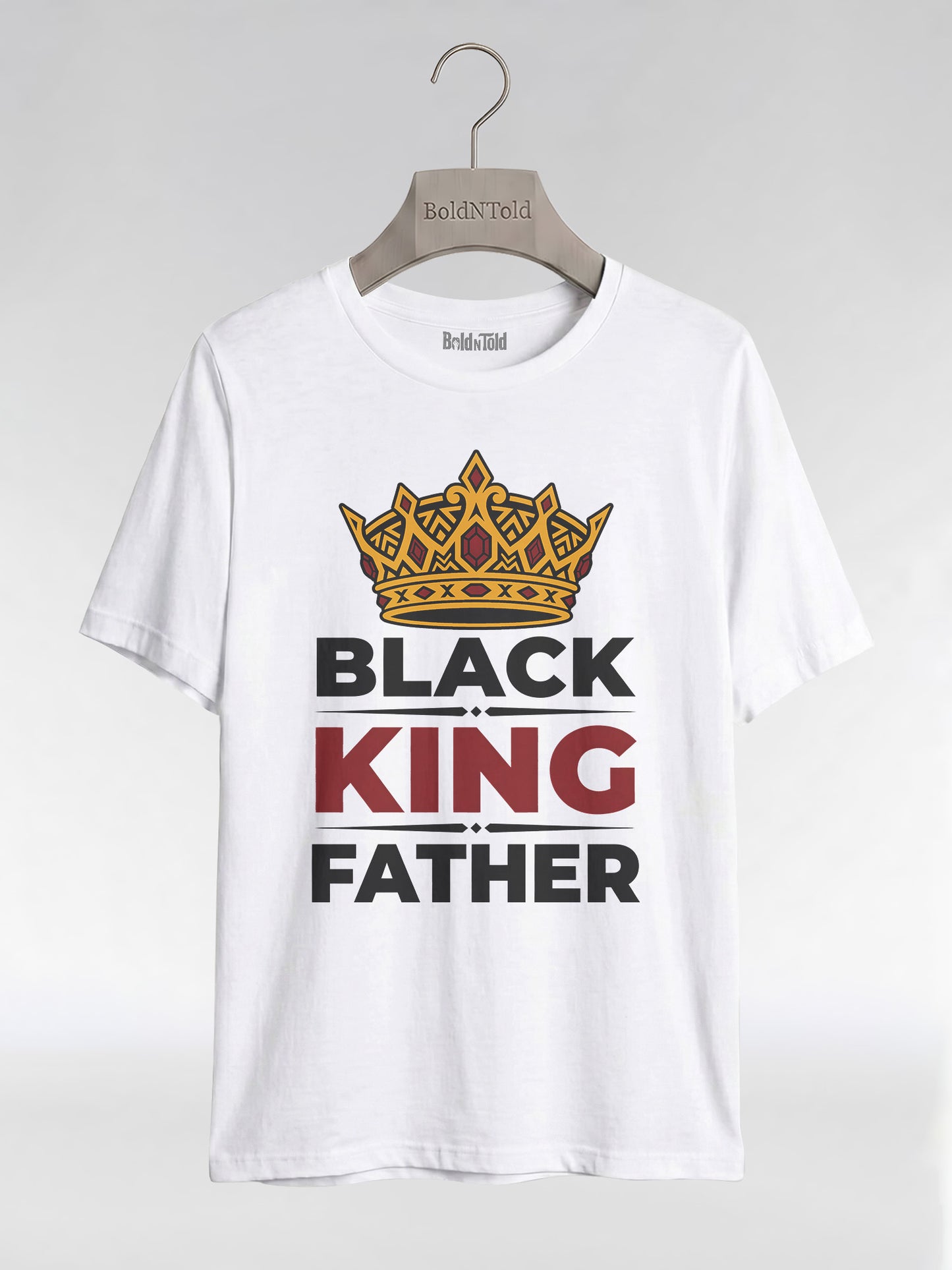 Black King Father Crown: Proud Dad Empowerment Graphic T-Shirt - BoldnTold