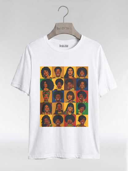 Black Queen Collage: A Tribute to Diverse Beauty Graphic T-Shirt - BoldnTold