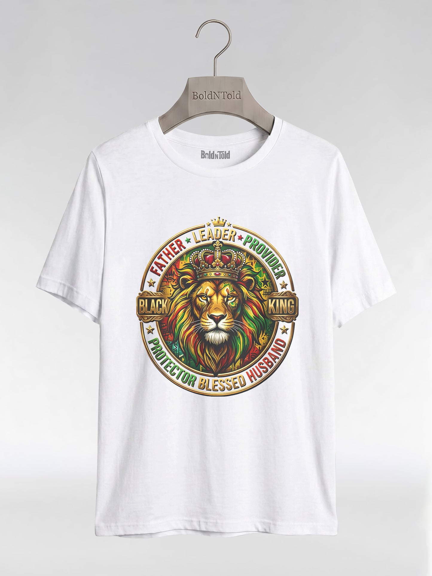 The Royal Patriarch: Proud Black Dad & Husband Graphic T-Shirt - BoldnTold