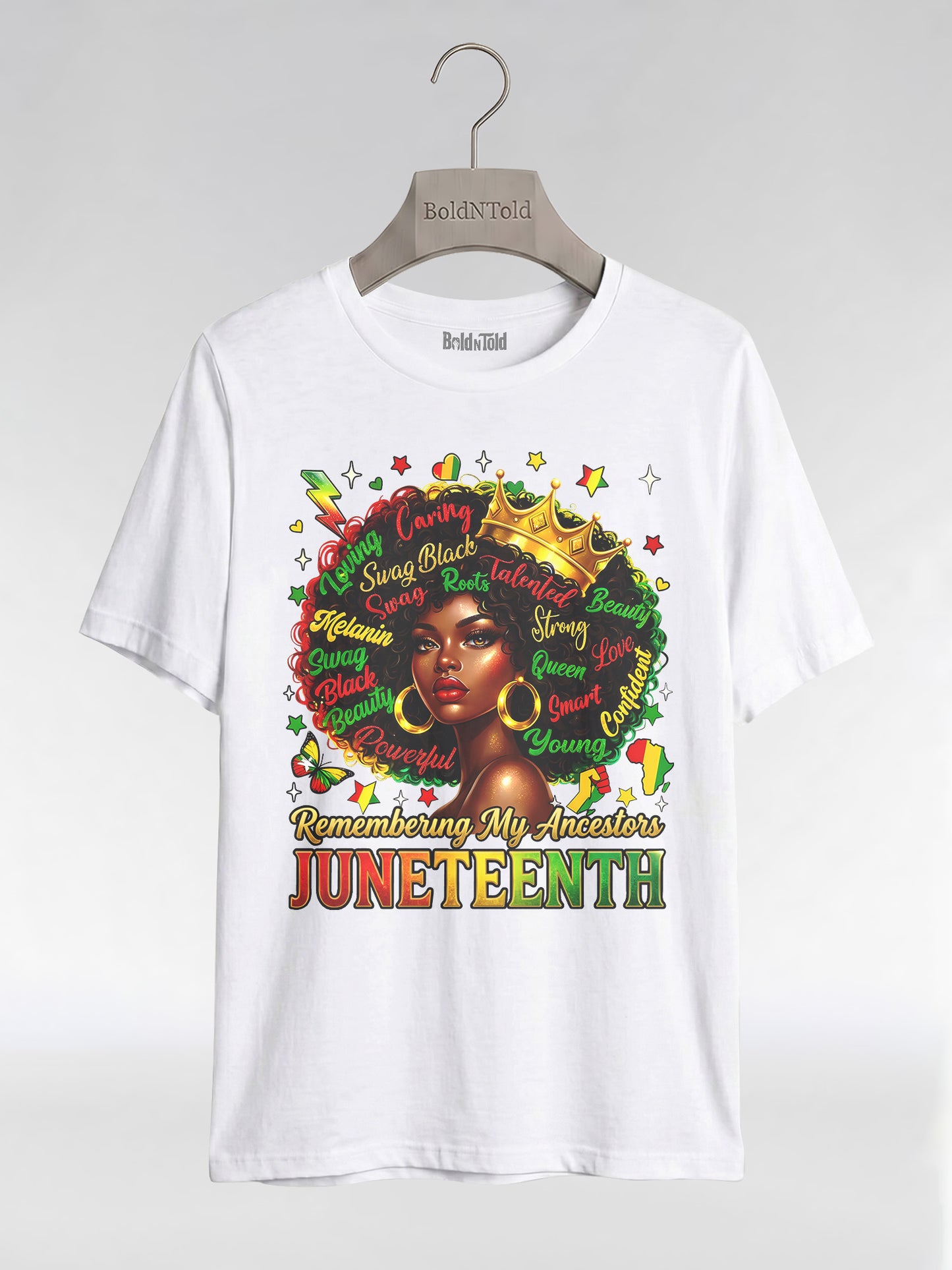 Remembering My Ancestors Juneteenth: Black Queen Graphic T-Shirt - BoldnTold