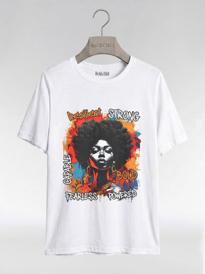 Fearless & Resilient: Urban Black Queen Graphic T-Shirt - BoldnTold