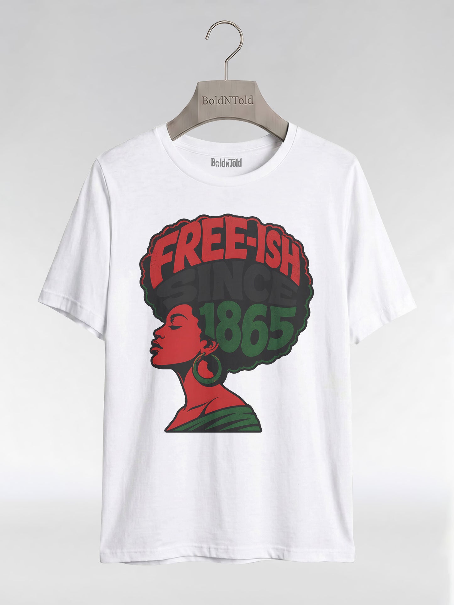 Free-ish Since 1865: Juneteenth Afro Silhouette Graphic T-Shirt - BoldnTold